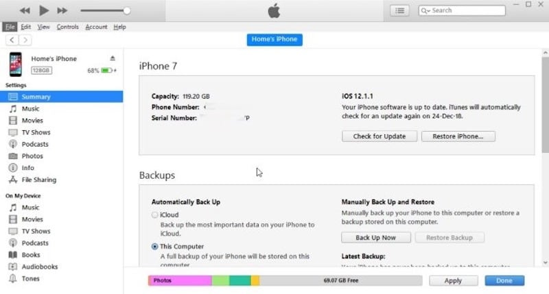 Sicherung iOS Gerätedaten Mit iTunes